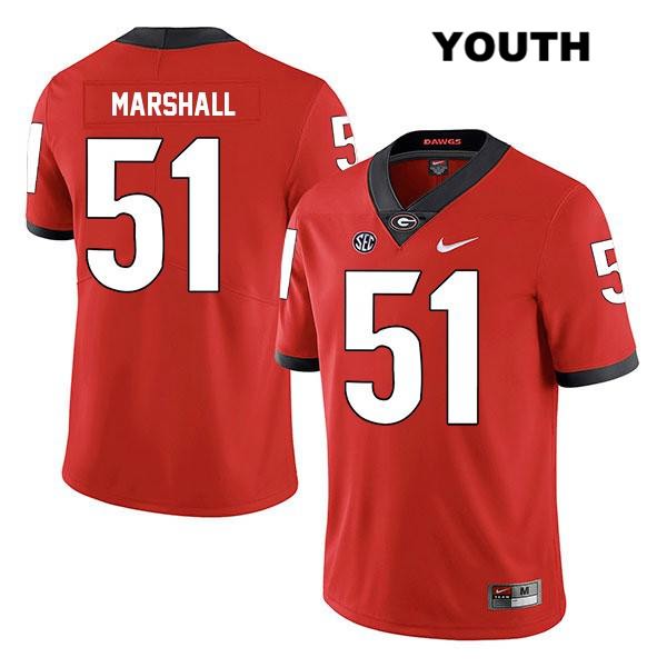 Georgia Bulldogs Youth David Marshall #51 NCAA Legend Authentic Red Nike Stitched College Football Jersey NKD8256UM